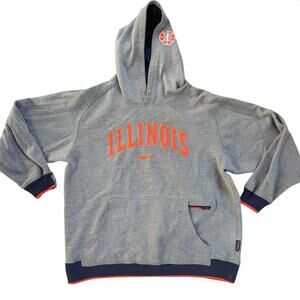 Vtg Y2K Nike Fighting Illini University of Illinois Embroidered Hoodie Sz Large